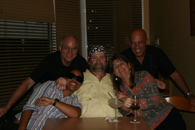 Gene and friends enjoy a delicious meal at a Puerto Rican restaurant.