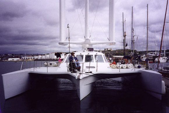 Gene on the deck of Inventure 2000, a 60 foot yacht