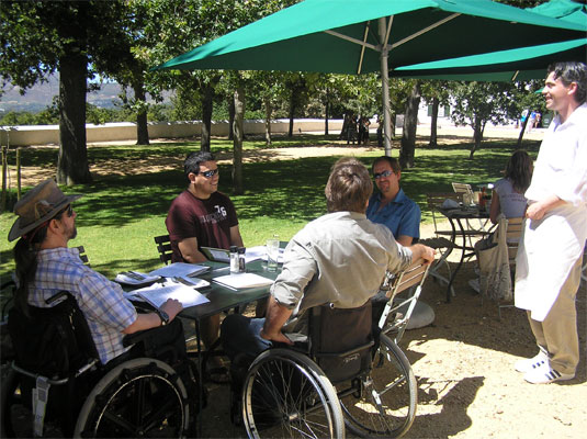 people sitting at a table happy