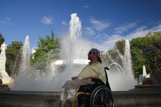 Gene enjoying the beautiful day in Puerto Rico by Ponce Fountain