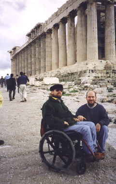 Dave poses with Gene in Greece