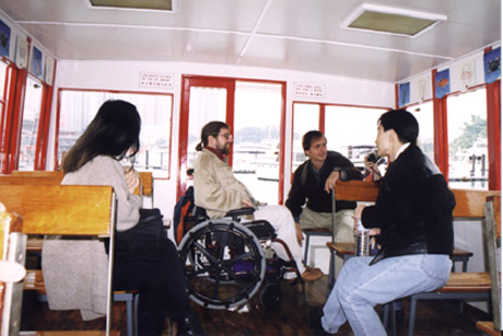 Gene on a ferry in Hong Kong