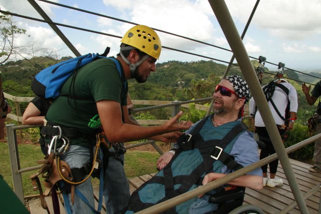 Gene ziplines at Toro Verde Adventure Park in Puerto Rico.