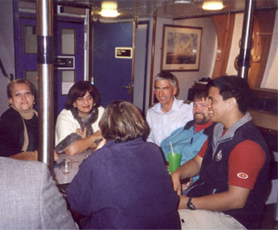 Gene sitting with a group of people