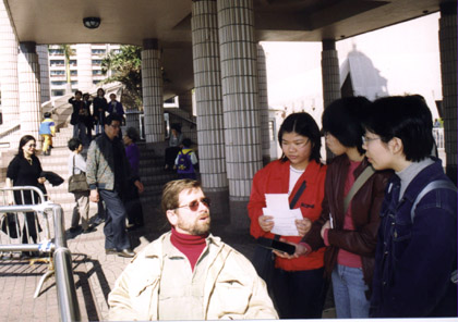 Gene with students, answering questions