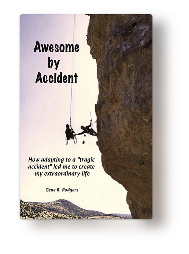 isolated mockup of a paperback copy of Gene's book, Awesome by Accident.