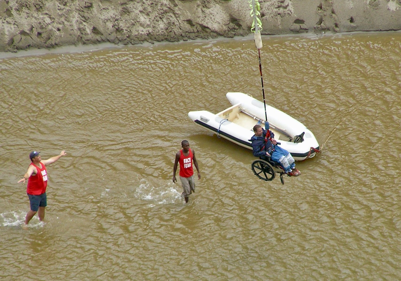 Gene bungee jumping from a bridge in South Africa over a river