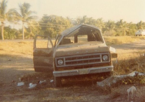 A broken down and wrecked van